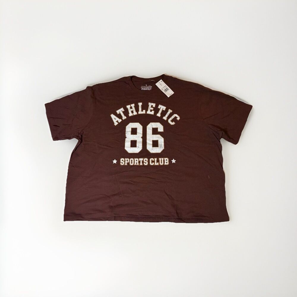 NWT Goodie Two Sleeves Athletic 86 Sports Club Graphic T Shirt Brown XL